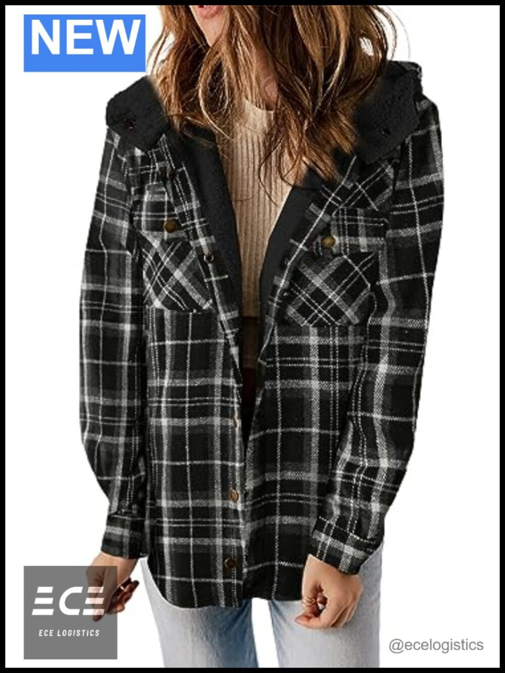 Dokotoo Plaid Shacket Fleece Lined Hooded Jacket Winter Coat